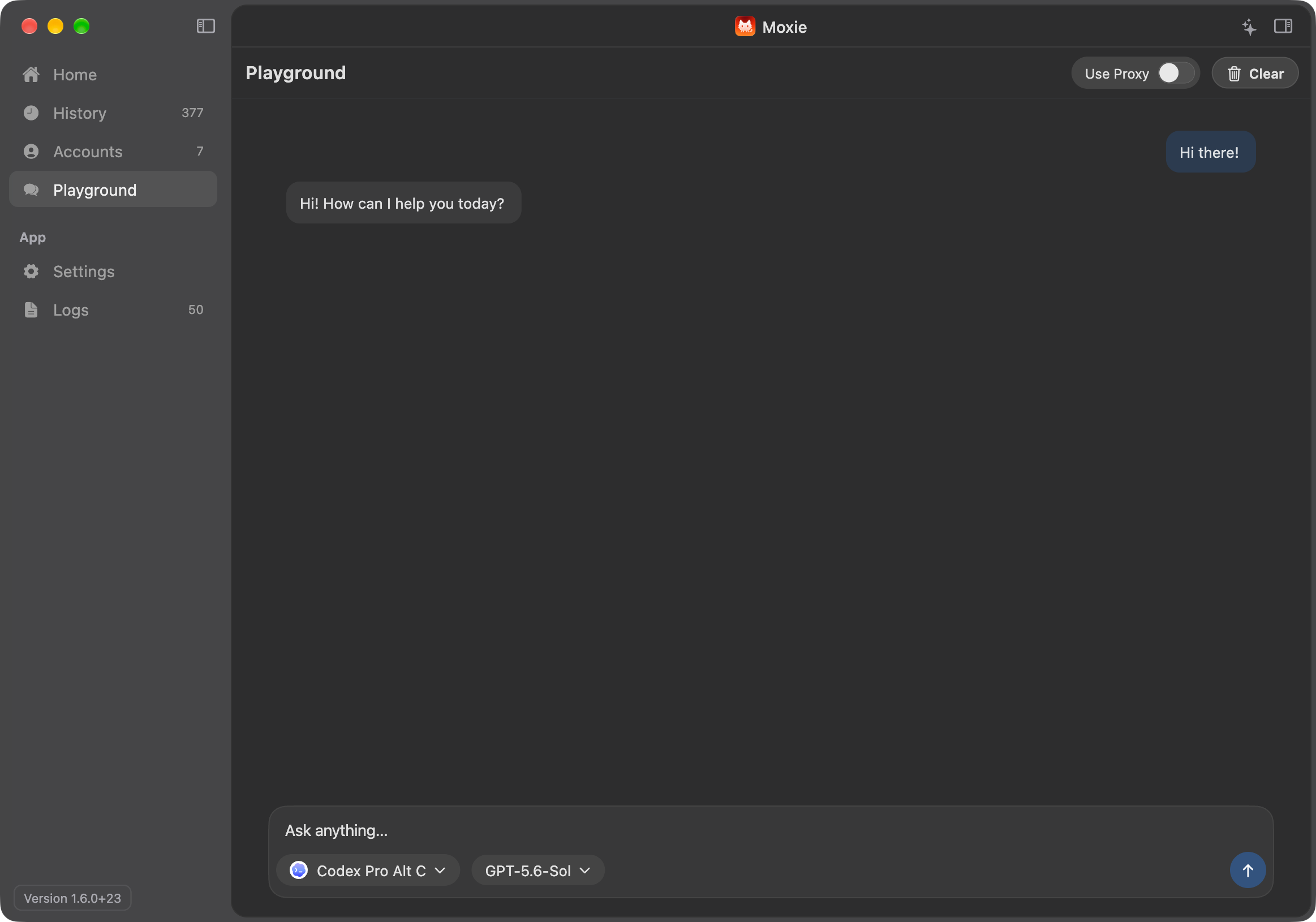 Screenshot of Moxie's Playground screen